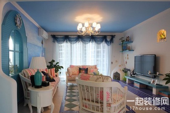 唯美装修风格 地中海风格客厅窗帘装修 唯美装修风格 地中海风格客厅窗帘装修